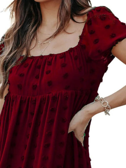 CD | Rochie mini cu decolteu pătrat Swiss Dot