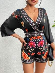 CD | Romper elegant cu imprimeu floral