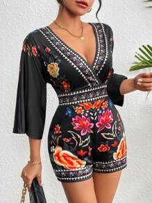 CD | Romper elegant cu imprimeu floral