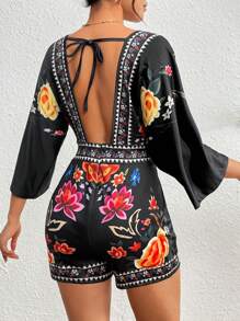 CD | Romper elegant cu imprimeu floral