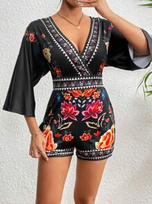 CD | Romper elegant cu imprimeu floral