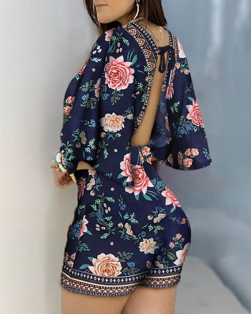 CD | Romper elegant cu imprimeu floral