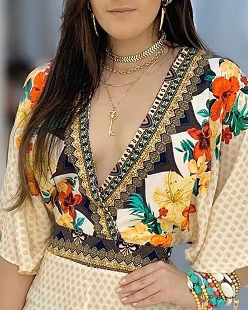 CD | Romper elegant cu imprimeu floral