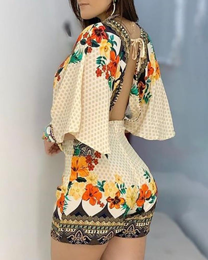 CD | Romper elegant cu imprimeu floral