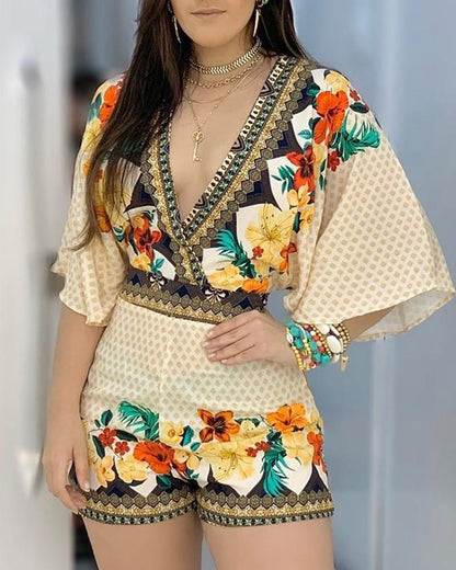 CD | Romper elegant cu imprimeu floral