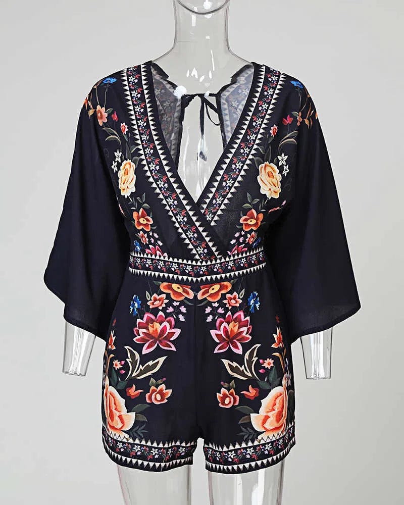 CD | Romper elegant cu imprimeu floral