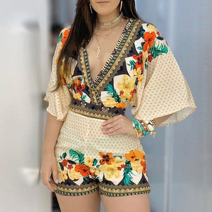 CD | Romper elegant cu imprimeu floral