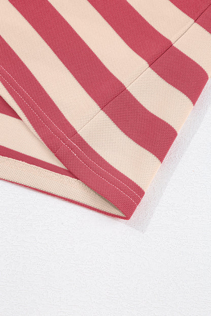 CD | Mini rochie cu mânecă lungă cu dungi contrastante Johnny Collar