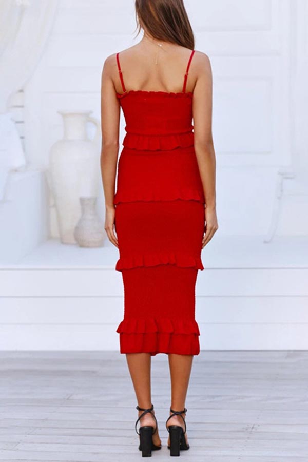 CD | Rochie midi cu volane Smocked