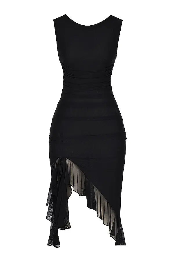 CD | Rochie midi elegantă cu volane pentru toate ocaziile