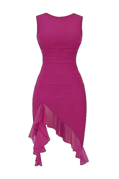 CD | Rochie midi elegantă cu volane pentru toate ocaziile