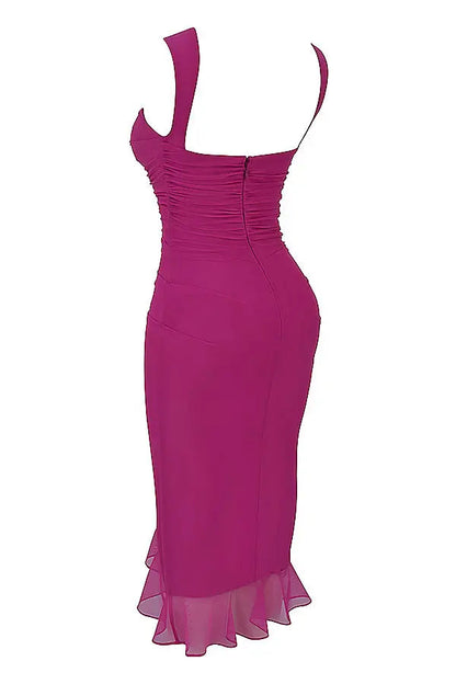 CD | Rochie midi elegantă cu volane pentru toate ocaziile