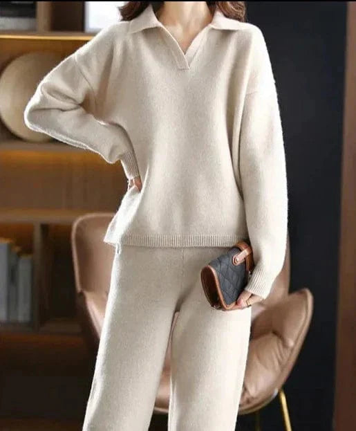 CD | 2 piese set doamnelor oversized trening polo guler jumper și pantaloni