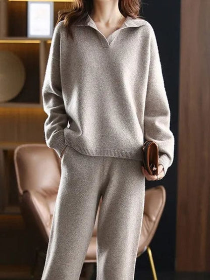 CD | 2 piese set doamnelor oversized trening polo guler jumper și pantaloni