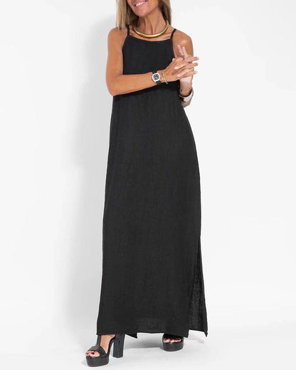 CD | Casual rochie fără mâneci spaghete cu fantă laterală rochie maxi