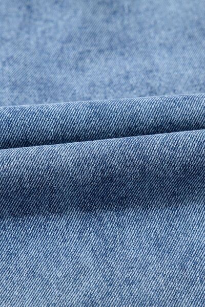 CD | Rochie mini din denim cu mânecă scurtă, guler și buzunare aplicate
