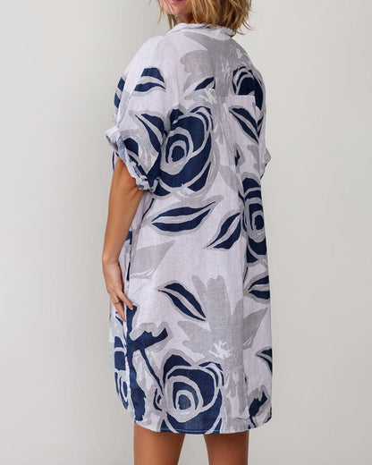 CD | Mini rochie casual din bumbac și in