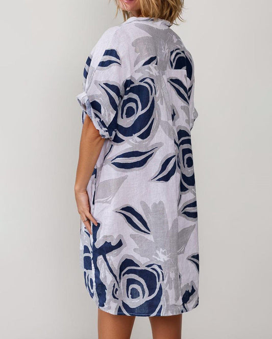 CD | Mini rochie casual din bumbac și in