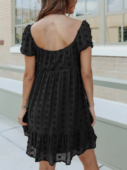 CD | Rochie mini cu decolteu pătrat Swiss Dot