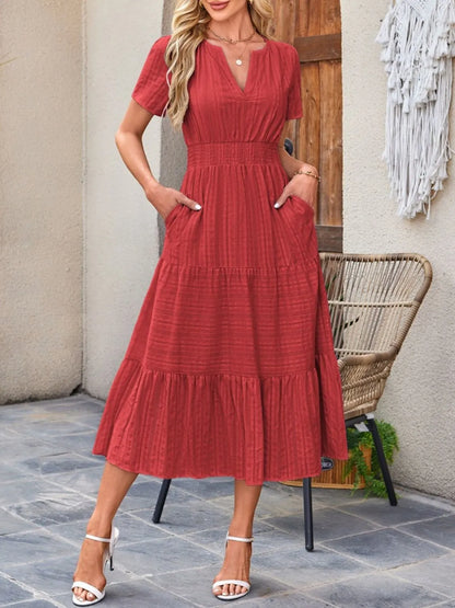 CD | Rochie cu mânecă scurtă cu crestătură și cravată