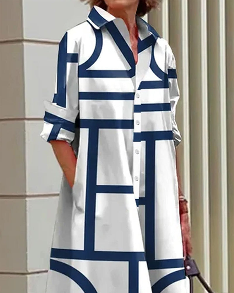 CD | Rochie cu buzunare și imprimeu geometric