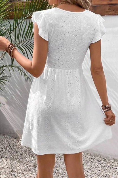 CD | Rochie mini cu decolteu casual din tricot jacquard