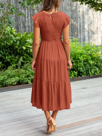 CD | Rochie midi fluidă cu cravată