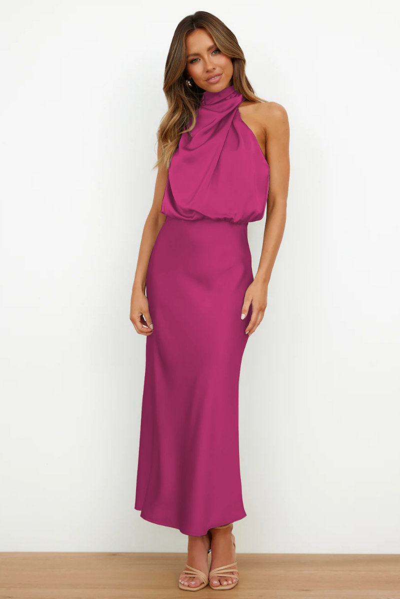 CD | Rochie midi drapată în satin