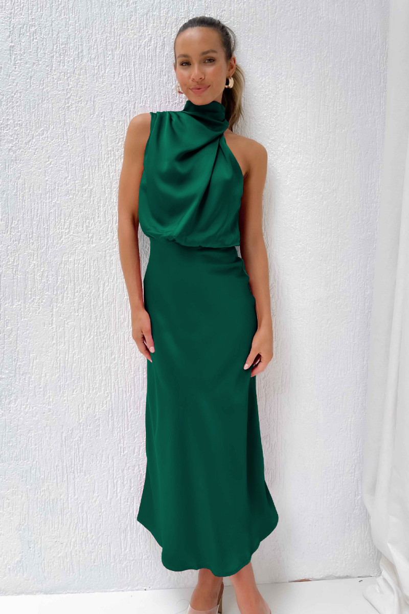 CD | Rochie midi drapată în satin