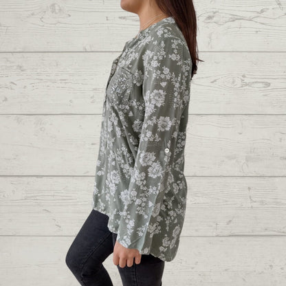 CD | Top floral elegant cu mânecă lungă