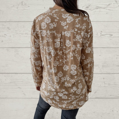 CD | Top floral elegant cu mânecă lungă