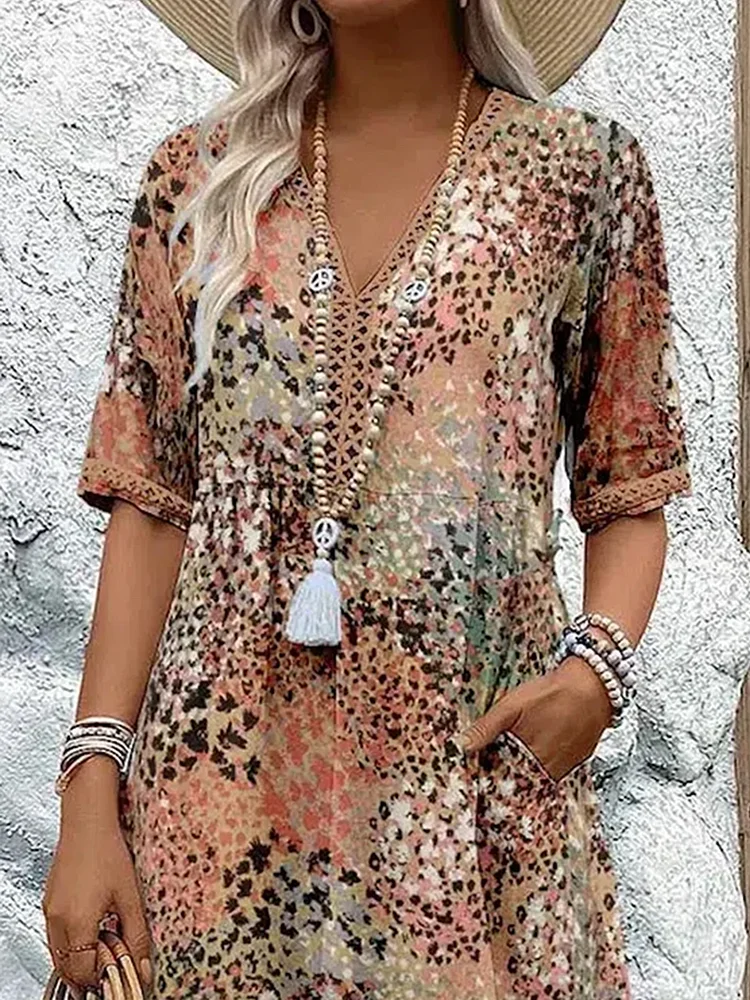 CD | Rochie midi vibrantă cu buzunare pentru femei
