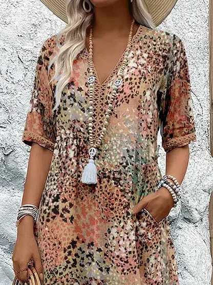 CD | Rochie midi vibrantă cu buzunare pentru femei