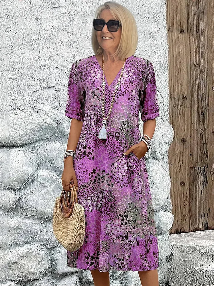 CD | Rochie midi vibrantă cu buzunare pentru femei