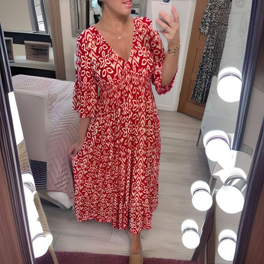 CD | Vara Flare Sleeve rochie lungă plajă