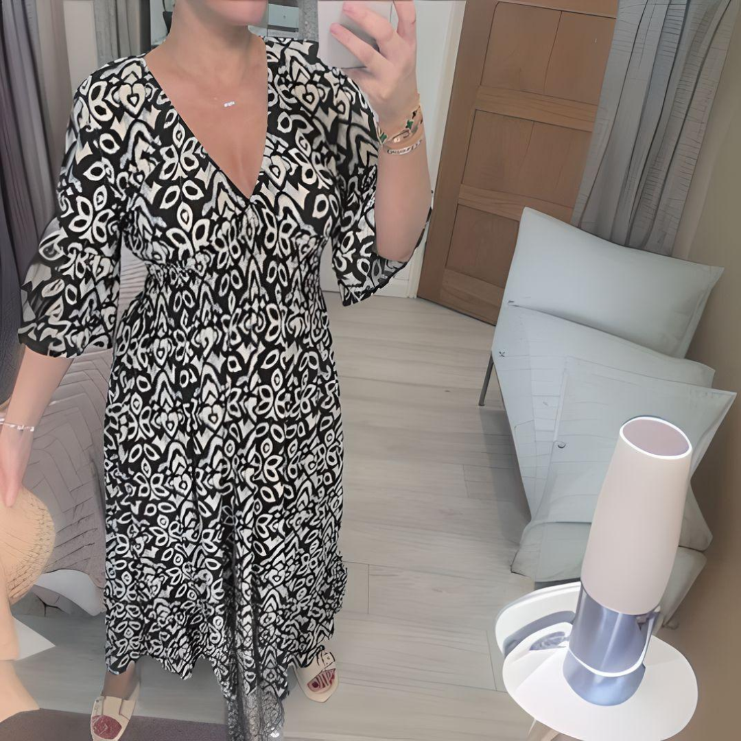 CD | Vara Flare Sleeve rochie lungă plajă
