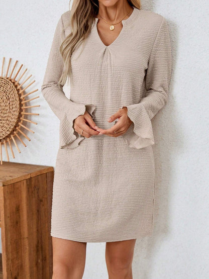 CD | Rochie mini crestată cu mâneci evazate