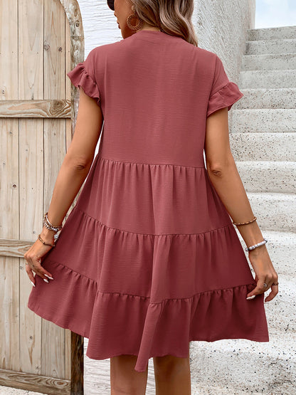 CD | Rochie mini cu mâneci crestate cu volane