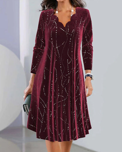CD | Rochie elegantă cu mâneci lungi și decolteu în V