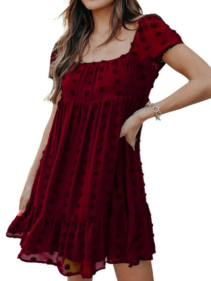 CD | Rochie mini cu decolteu pătrat Swiss Dot