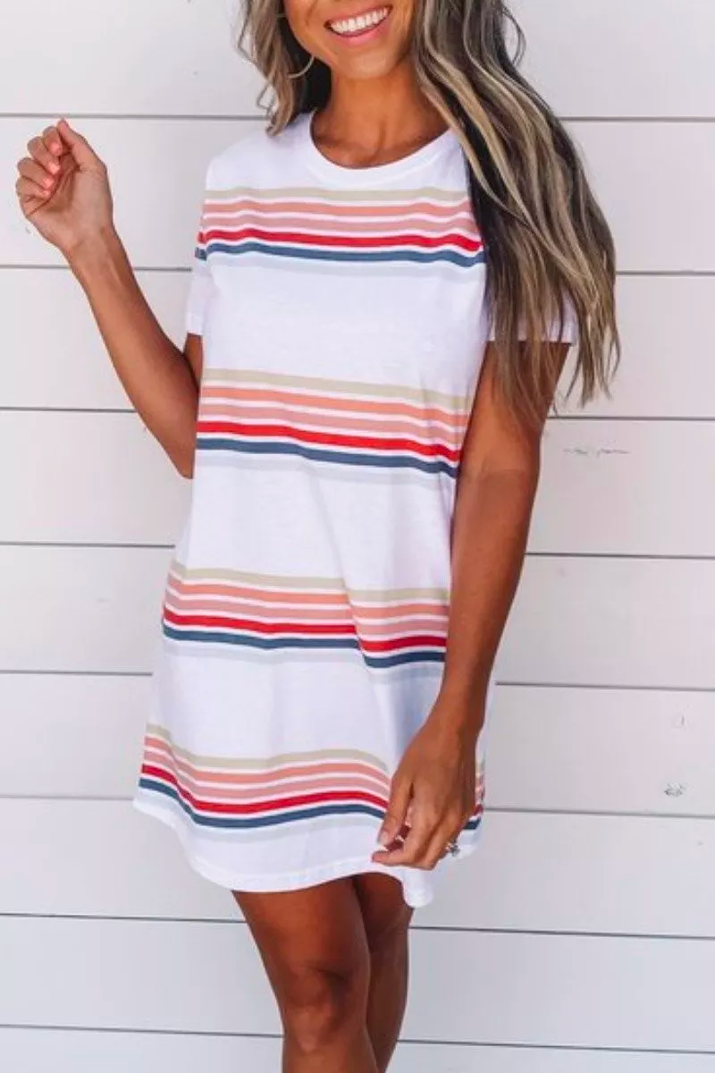 CD | Basic O-neck dungi alb mini rochie