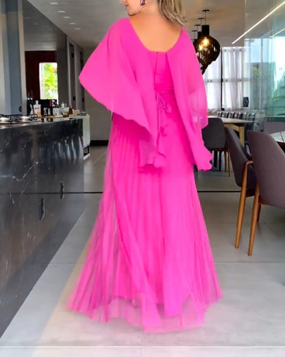 CD | Rochie maxi roz cu mai multe straturi