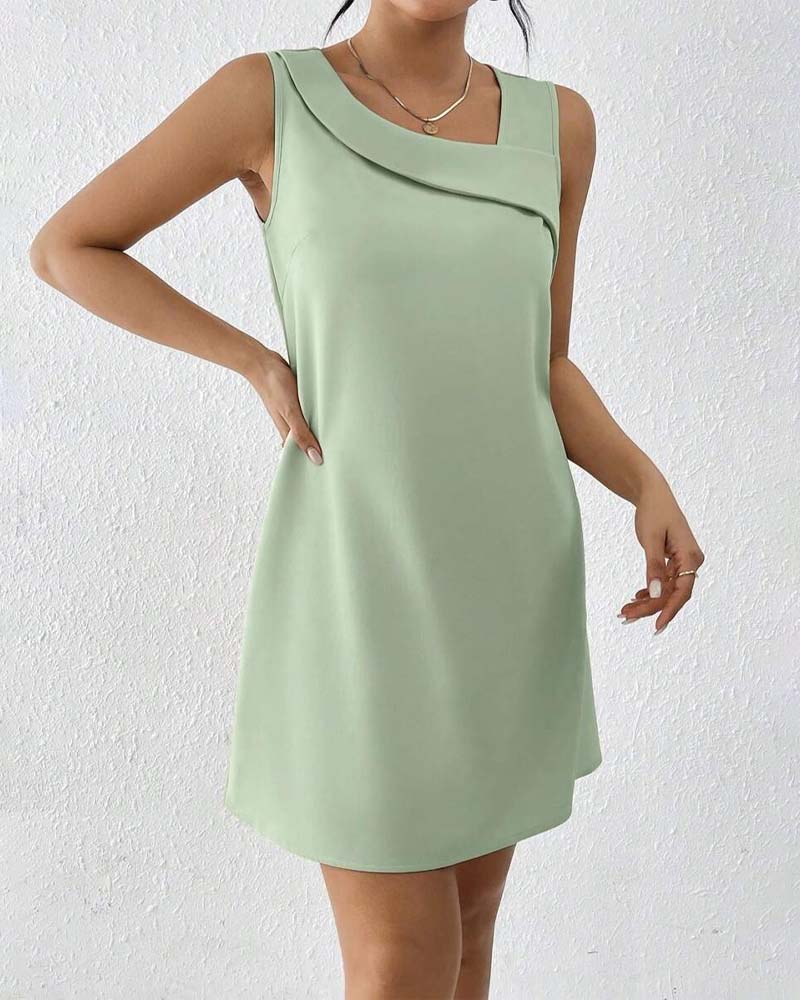 CD | Rochie fără mâneci cu guler tăiat Elegant