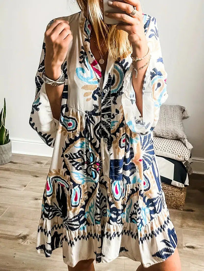 CD | Rochie mini cu mânecă lungă imprimată Unique