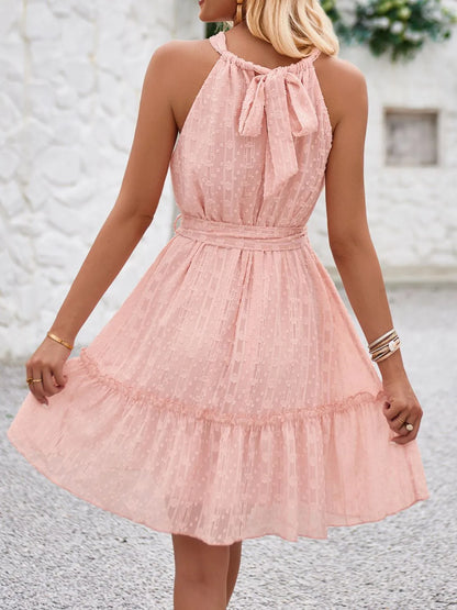 CD | Rochie mini cami fără mâneci cu volane legate