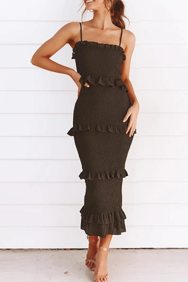 CD | Rochie midi cu volane Smocked