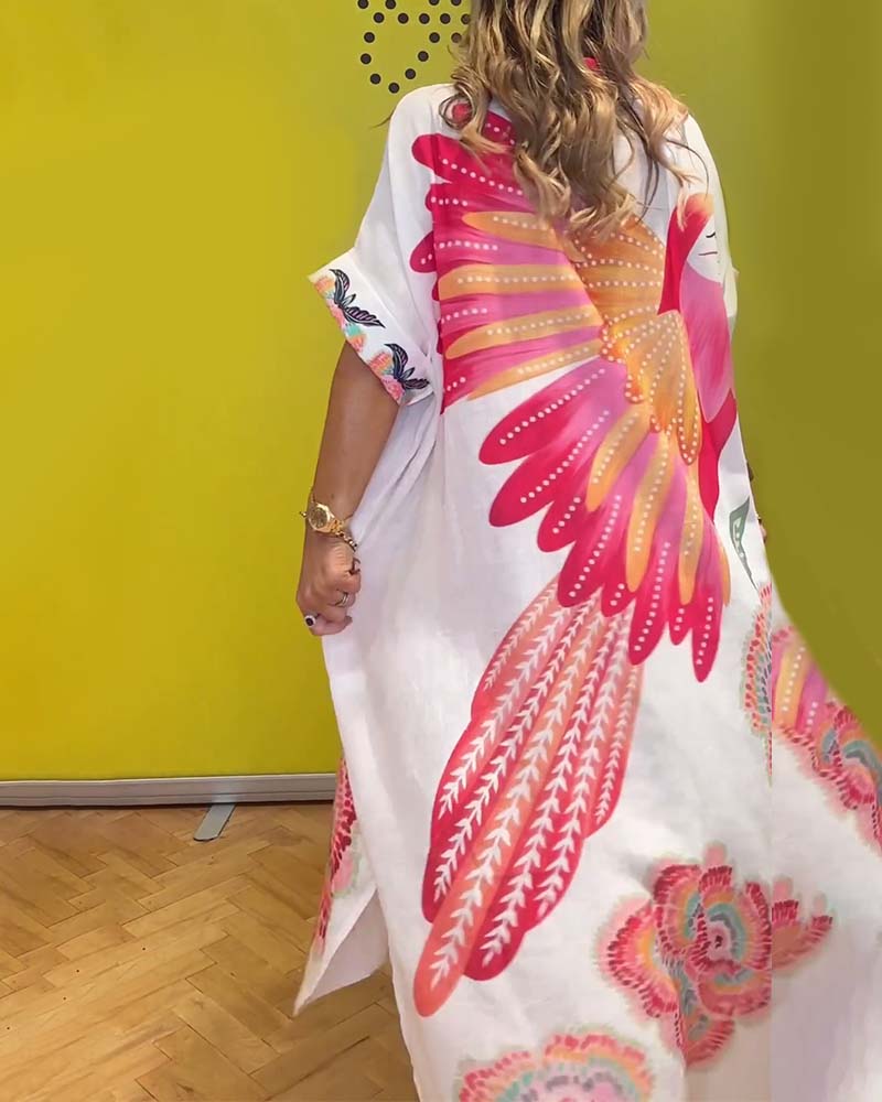 CD | Rochie lungă imprimată cu răsuciri