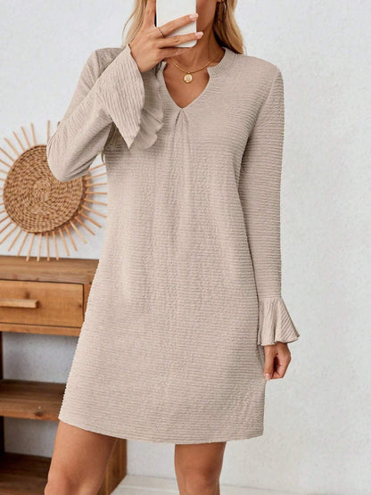 CD | Rochie mini crestată cu mâneci evazate