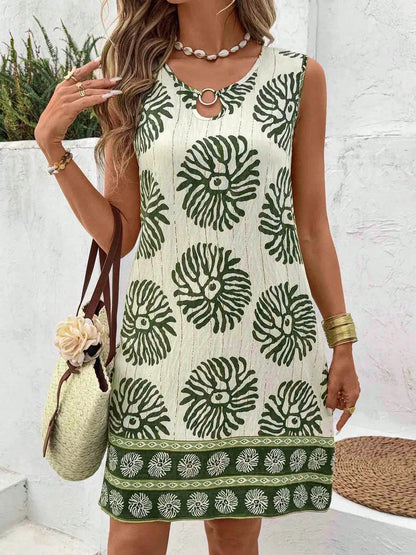 CD | Mini rochie de vară fără mâneci cu imprimare florală