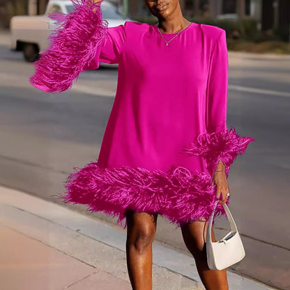 CD | European și american pană rochie Casual rochie casual
